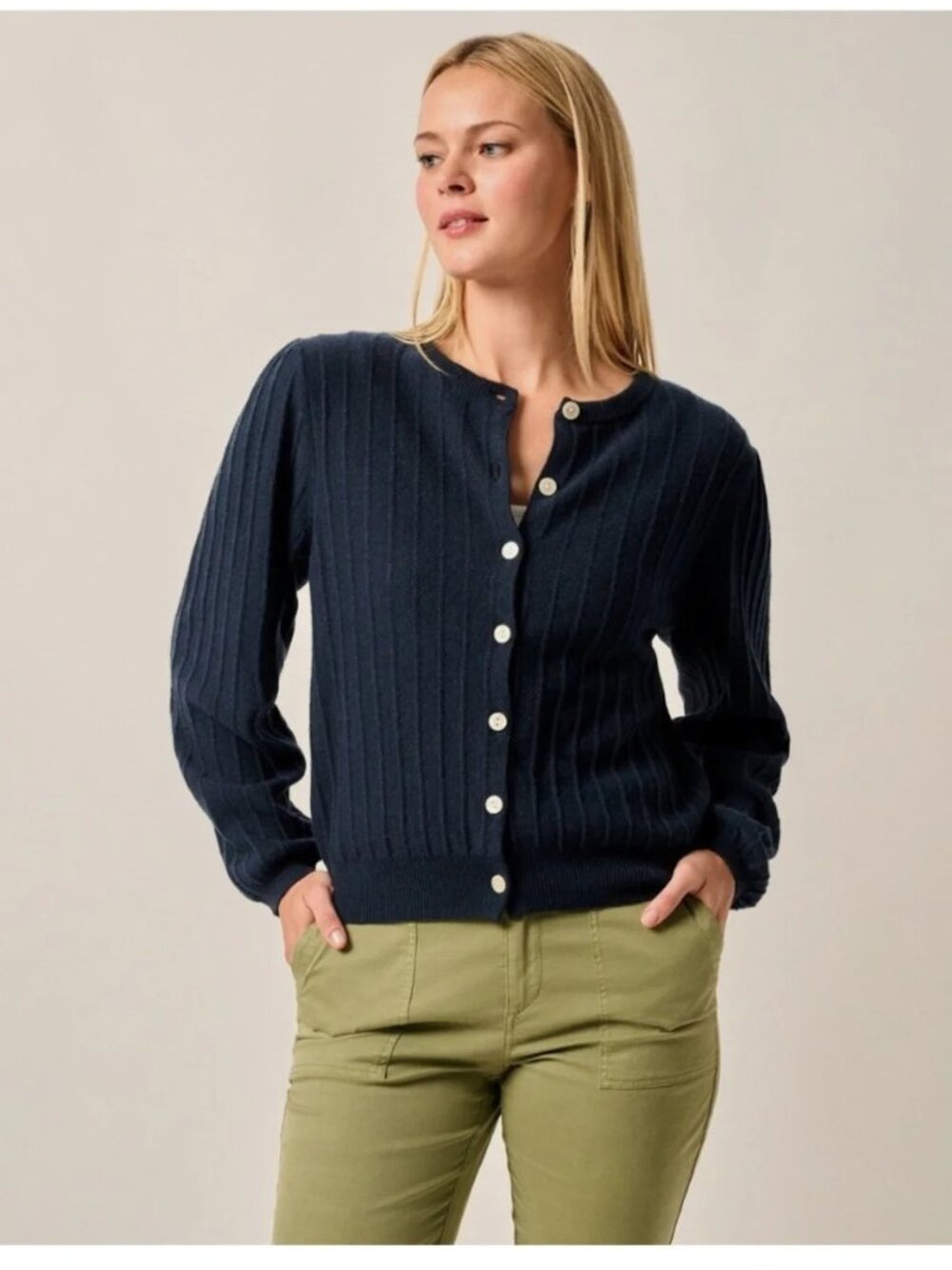 johnnie-O Alma Navy Wool Cashmere Blend Cardigan NWT